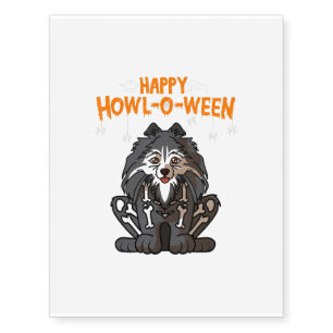 Howl-o-ween Pomeranian Dog Halloween Temporary Tattoos