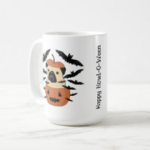 Howl-O-Ween Pug in a Jack-O-Lantern with Bats