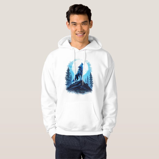 Howl of the Future - Robotic Wolf Hoodie (Front Full)