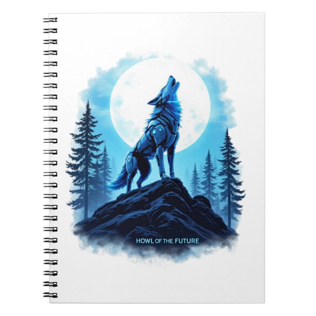 Howl of the Future - Wolf-Themed Spiral Notebook (Front)