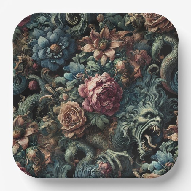 Howl of the Gilded Wild – Gothic Mythical  Paper Plates (Front)