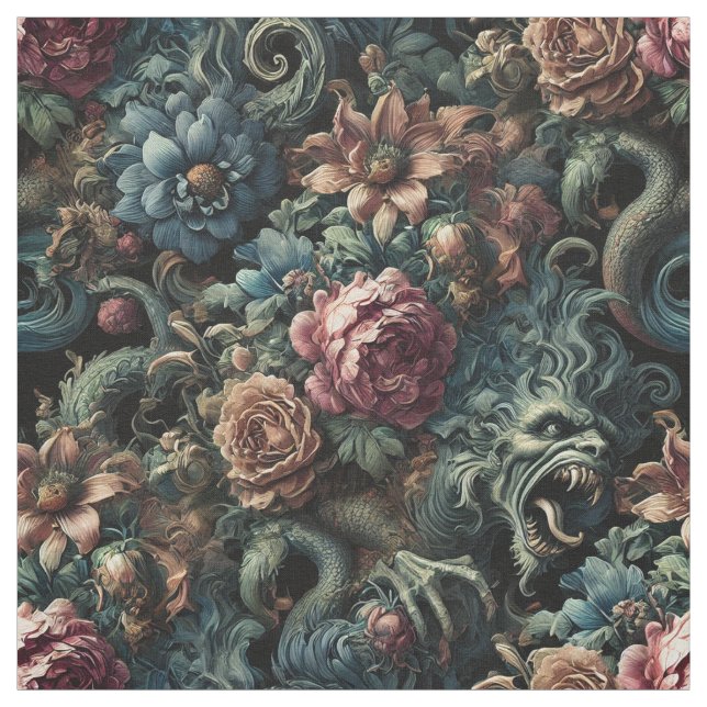 Howl of the Gilded Wild – Gothic Statement Tile Fabric (Swatch)