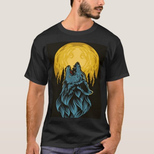 Howl of Triumph Victory Wolf Roaring on the Moon T_Shirt
