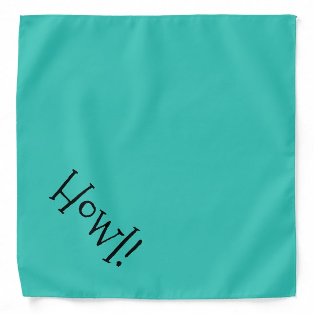 Howl! Teal and Black Customizable Pet Bandana (Front)