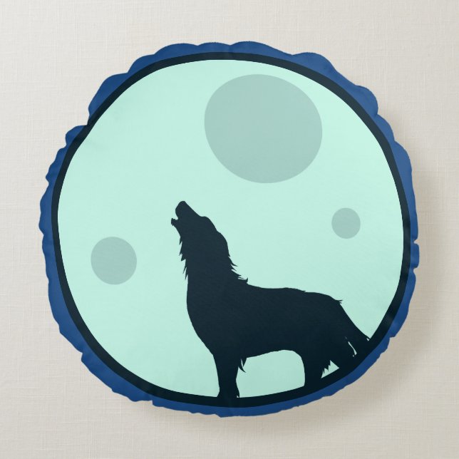 Howl to the Moon Round Pillow (Front)