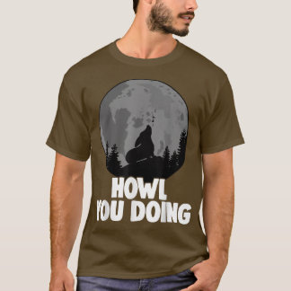 Howl You Doing Corgi Howling Moon Women Doggy Moon T-Shirt
