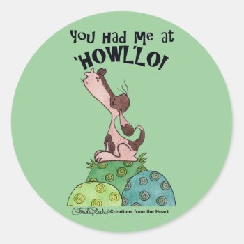 Howler Dog Classic Round Sticker by creationhrt at Zazzle