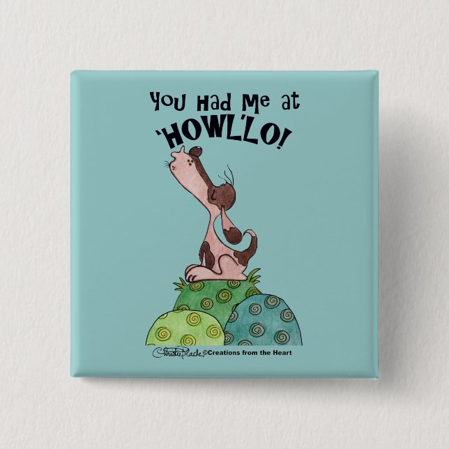 Howler Dog Pinback Button (Front)
