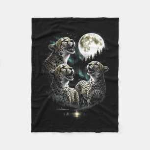Howling 3 cheetah to moon vintage retro style 90s fleece blanket