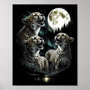 Howling 3 cheetah to moon vintage retro style 90s poster