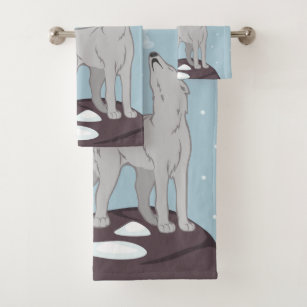 Howling Arctic Wolf Bath Towel Set