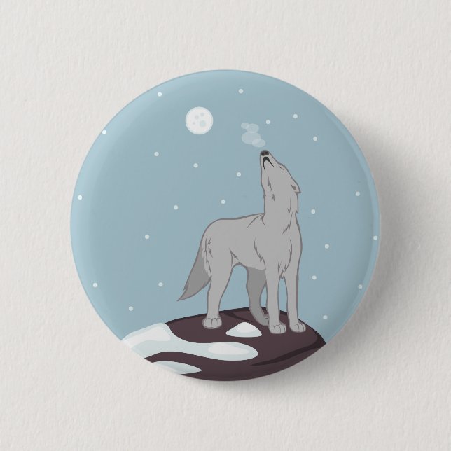 Howling Arctic Wolf Button (Front)