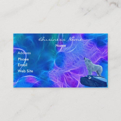 Howling Arctic Wolf Fractal_effect Business Card