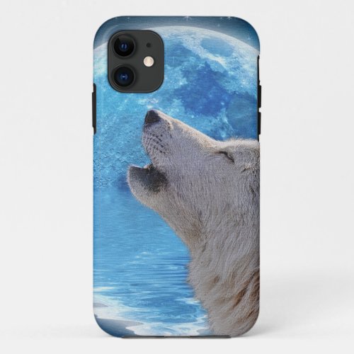 Howling Arctic Wolf  Full Moon II iPhone 5 Case