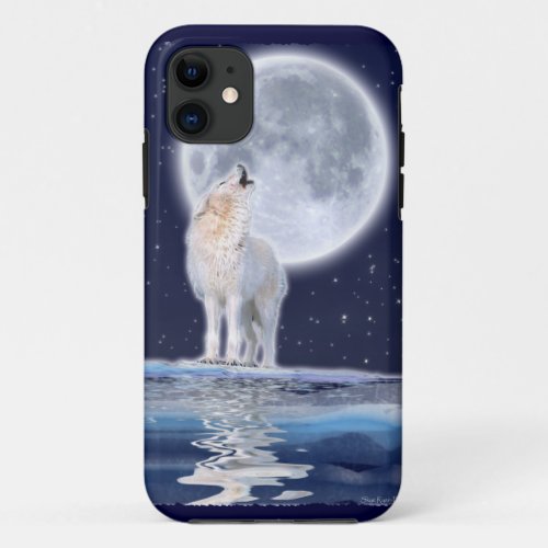 Howling Arctic Wolf  Full Moon iPhone 5 Case