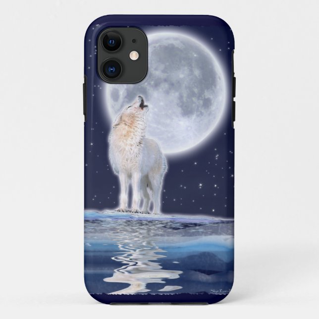 Howling Arctic Wolf & Full Moon iPhone 5 Case (Back)