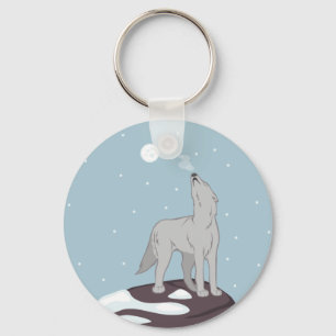 Howling Arctic Wolf Keychain