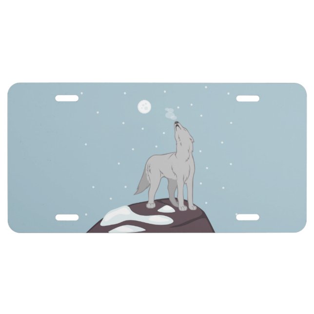 Howling Arctic Wolf License Plate (Front)