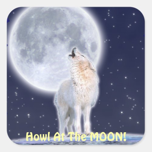 Howling ARCTIC WOLF  MOON Stickers