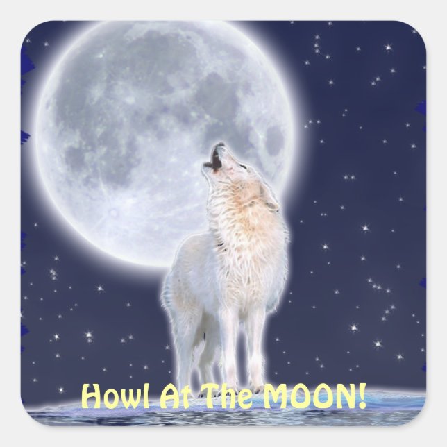 Howling ARCTIC WOLF & MOON Stickers (Front)