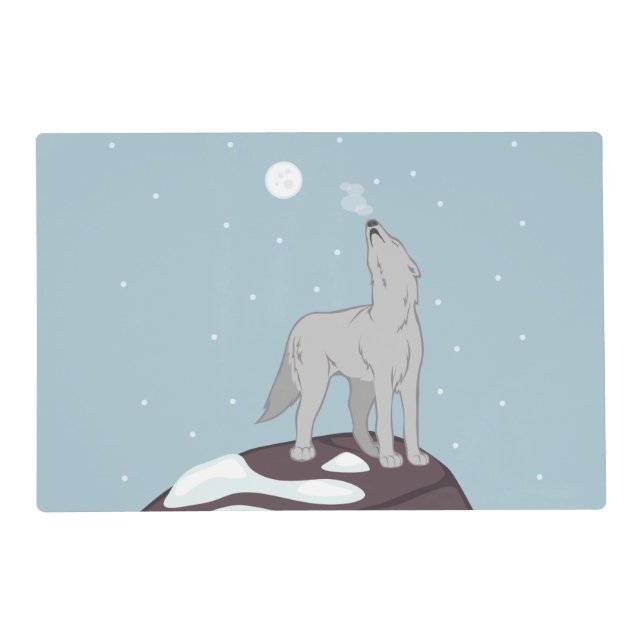 Howling Arctic Wolf Placemat (Front)