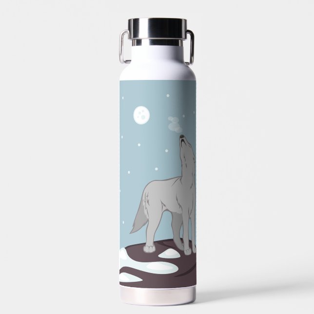 Howling Arctic Wolf Water Bottle (Front)