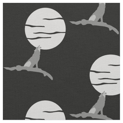 Howling at moon fabric print