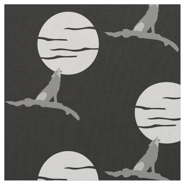 Howling at moon fabric print (Close Up)