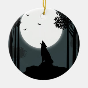 howling at the Moon Ceramic Ornament