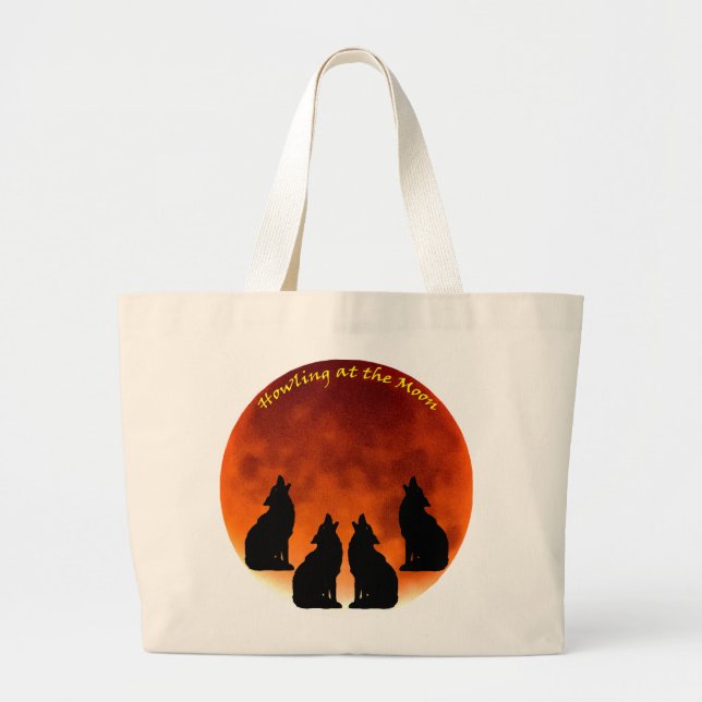 Howling at the Moon Large Tote Bag (Front)