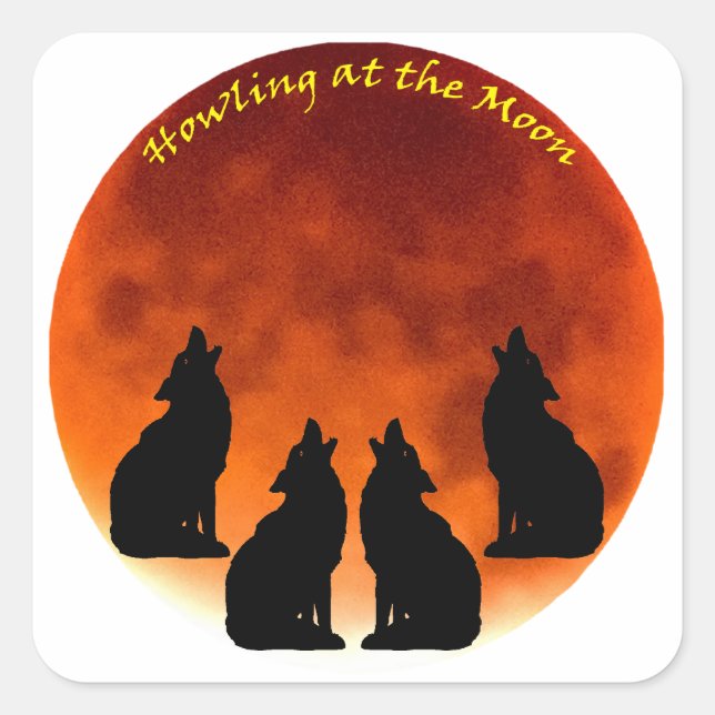 Howling at the Moon Square Sticker (Front)