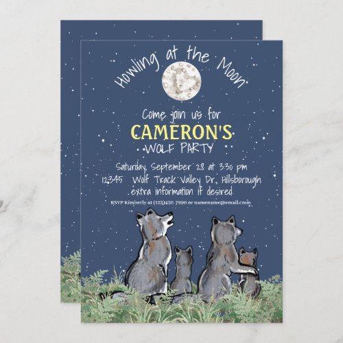 Howling at the Moon Wolf Party Custom Celebration Invitation