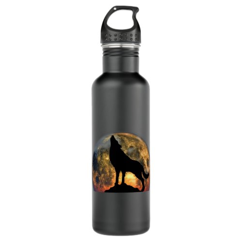 Howling At The Moon Wolves Wolf Animal Wolf Lover Stainless Steel Water Bottle