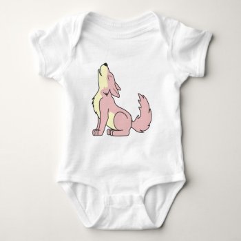 Howling Baby Pink Wolf Baby Bodysuit by wild_child_baby at Zazzle