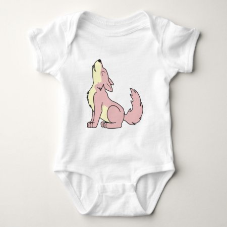 Howling Baby Pink Wolf Baby Bodysuit