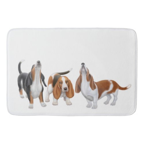 Howling Basset Hound Dogs Bath Mat