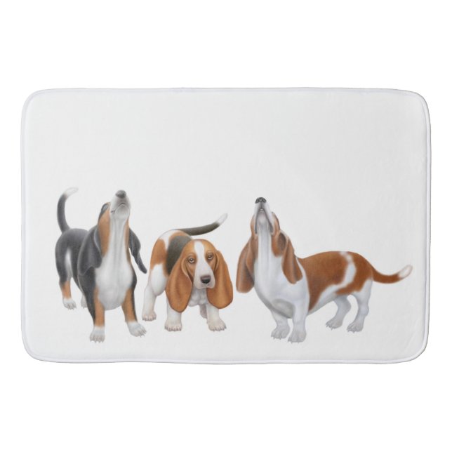 Howling Basset Hound Dogs Bath Mat (Front)
