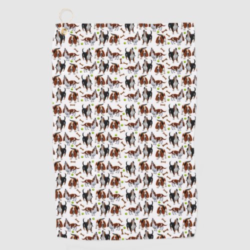 Howling Basset Hound Dogs Golf Towel