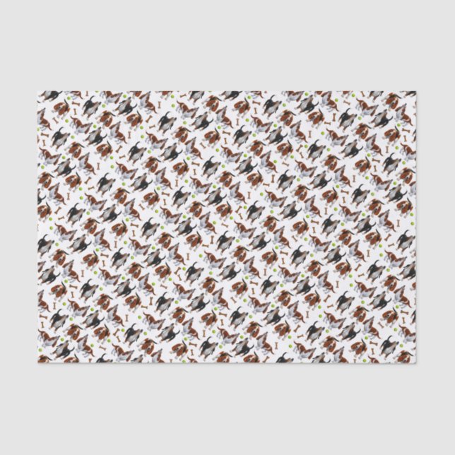 Howling Basset Hound Dogs Tissue Paper (Front)