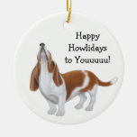 Howling Basset Hound Holiday Ornament at Zazzle