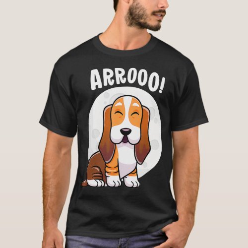 Howling Basset Hound Howl Moon Kawaii Dog T_Shirt