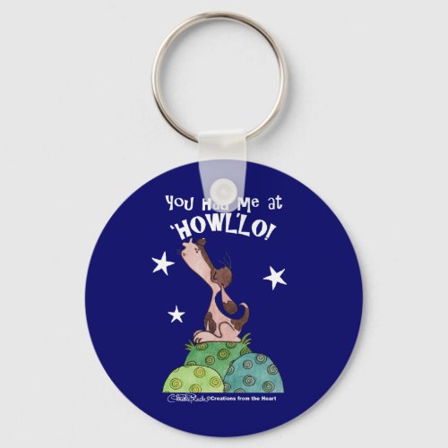 Howling Basset Hound Night Keychain