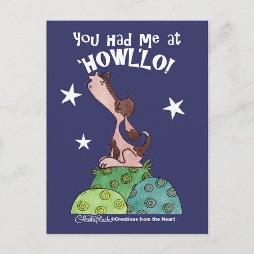 Howling Basset Hound Night Postcard