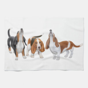 Howling Basset Hounds Kitchen Towel