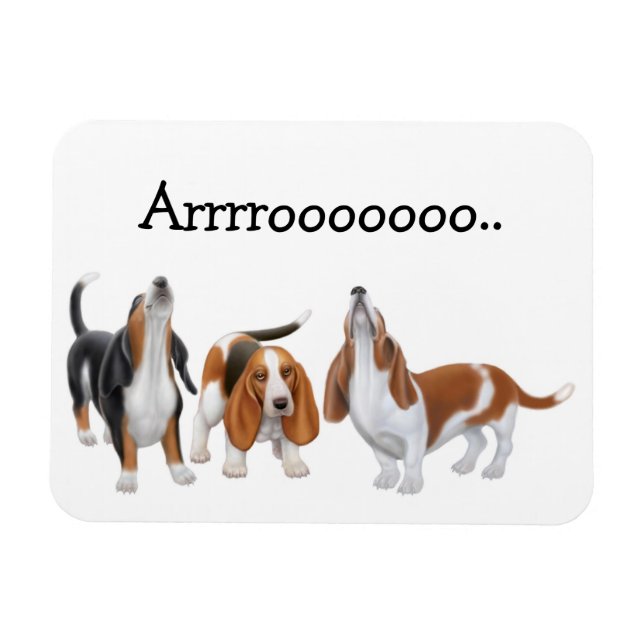 Howling Basset Hounds Premium Magnet (Horizontal)
