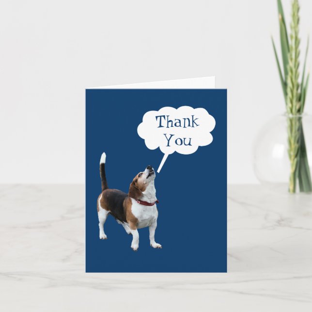 Howling Beagle Cute Dog Thank You Card (Front)