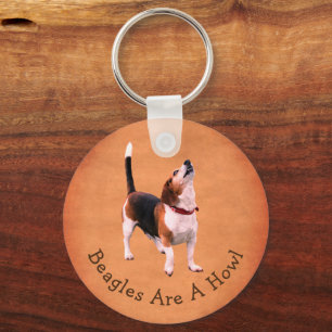 Howling Beagle Dog Cute Personalized Keychain