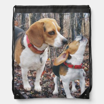 Howling Beagle Pup & Friend Woodland Backpack by WackemArt at Zazzle