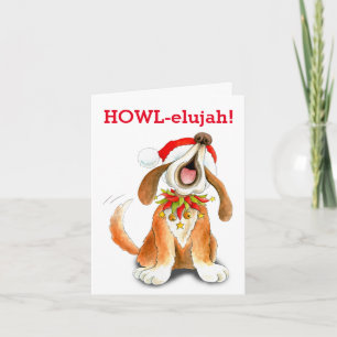 Howling carol singing dog howl-elujah Christmas Holiday Card
