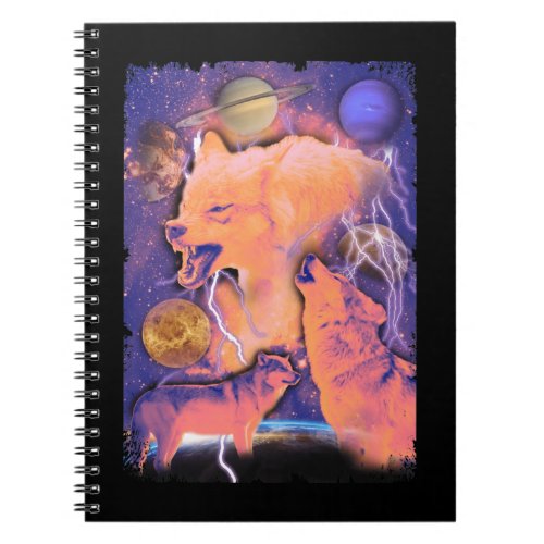 Howling Cosmic Wolves Moon Space Wolf Notebook